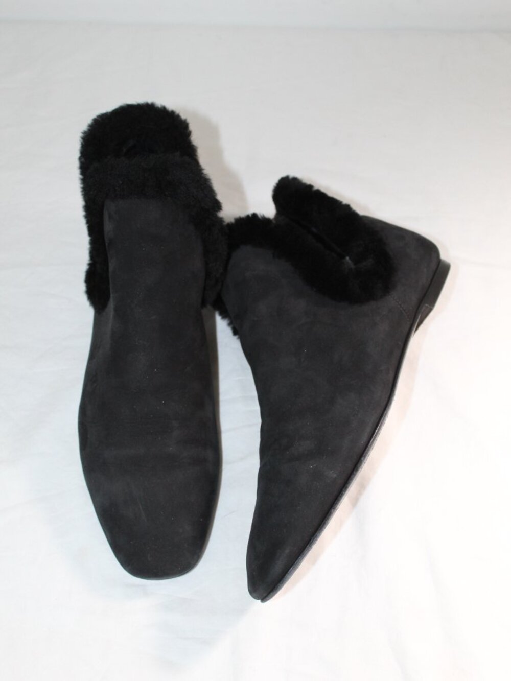 The Row Suede Fur Trimmed Flats Chelsea Boots Booties Black 40